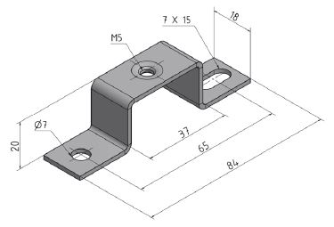 Abstandhalter f. Hutschienen Höhe 20 mm, Gewindebohrung M5 VE : 10 Stück