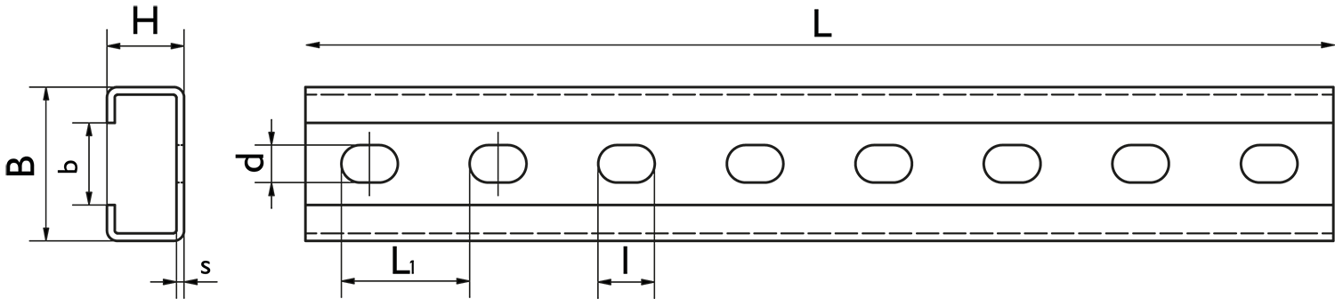 C-Schiene, gelocht: 11x7,2 mm 2000x35x18x1,25mm,Schlitz:17mm sendzimirverzinkt, VE: 20 m