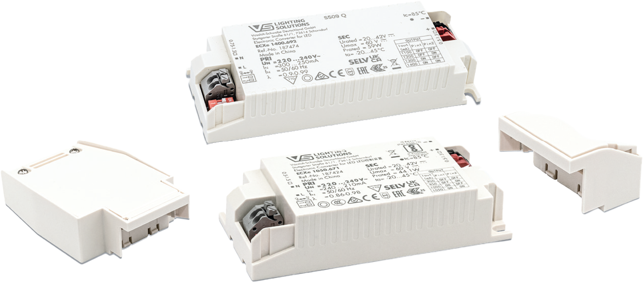 HELVAR-Treiber f. 55W Panel inkl. Anschlusskabel + Stecker 1400mA, mit DV